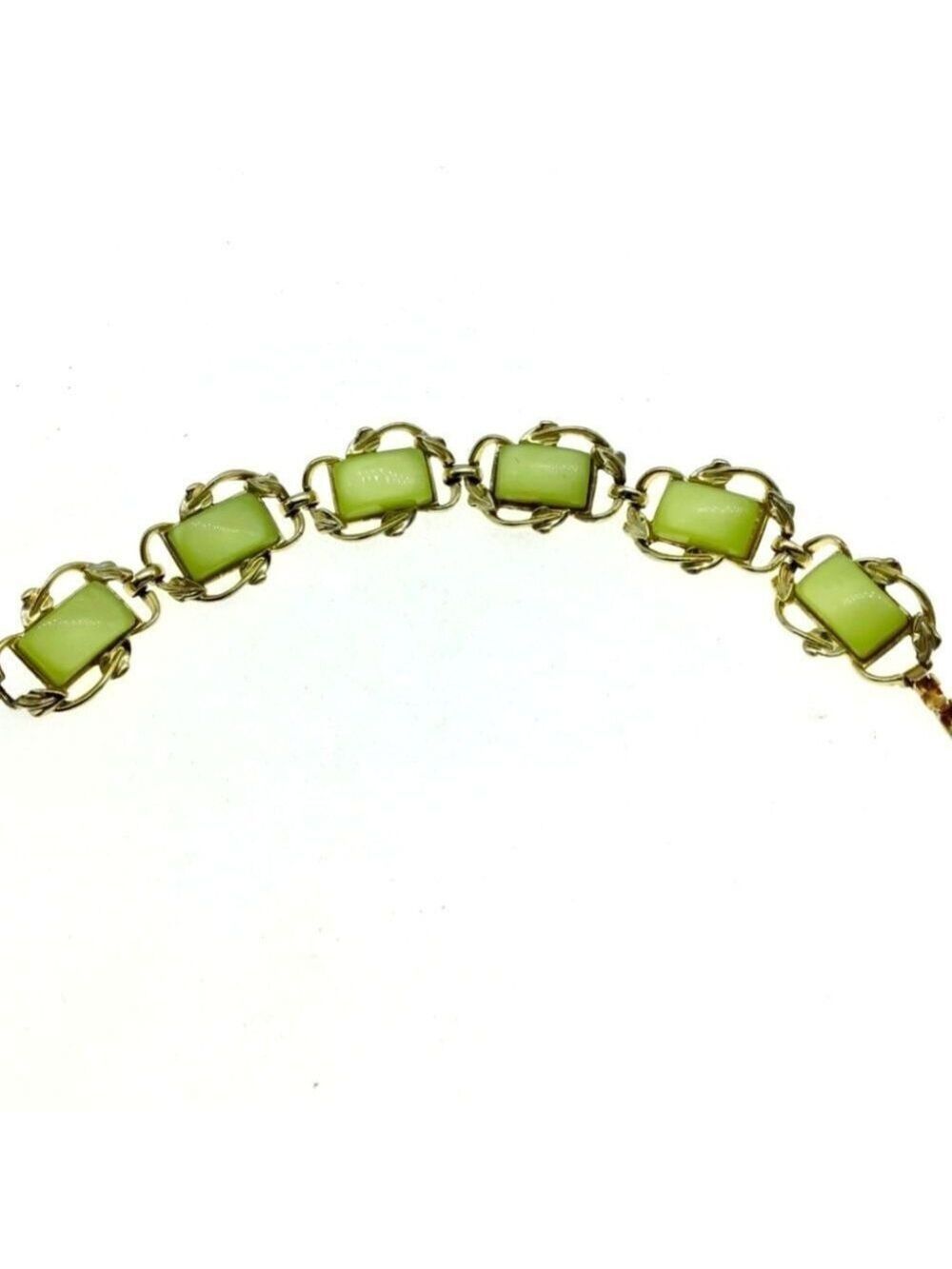 CORO VTG 1950S MOONGLOW YELLOW GREEN LUCITE BRACELET 7" EUC